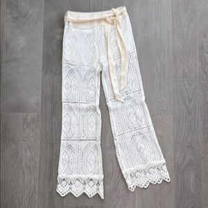 Elegant Ivory Crochet Pants
